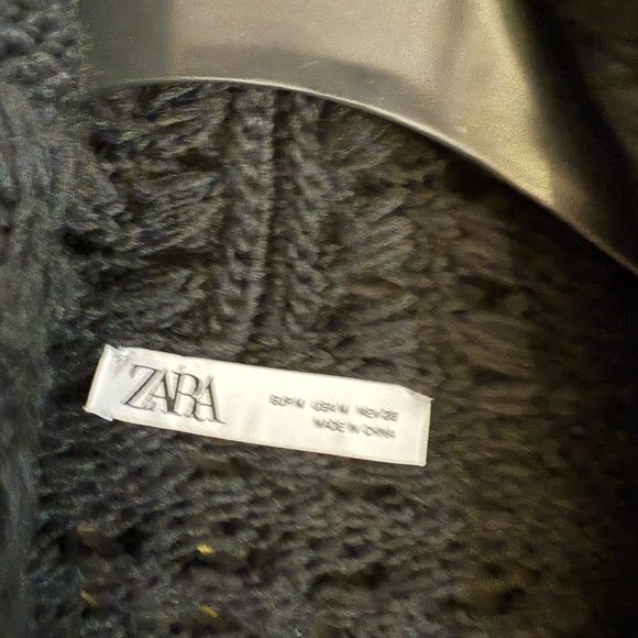 Zara Long Textured knit Coat With Wide Lapel Collar/Sleeves medium - Picture 8 of 16